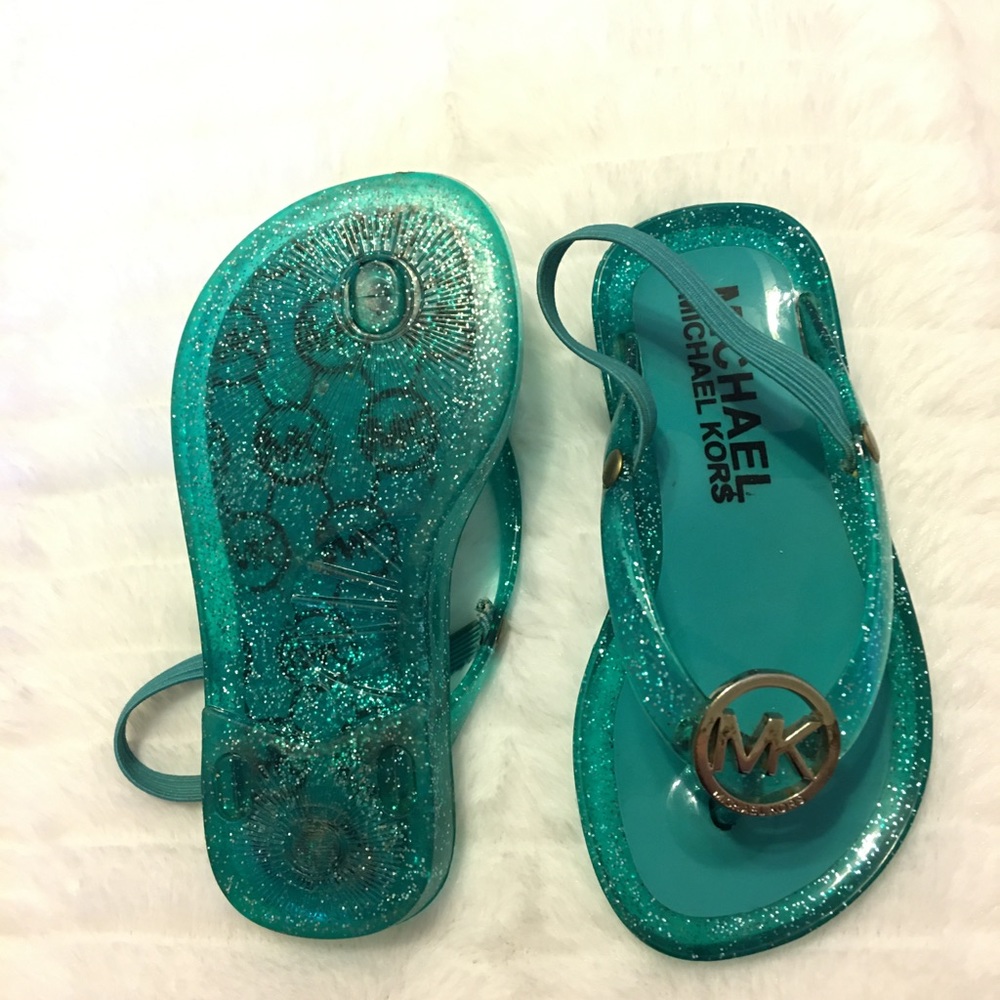 Michael Kors Girls Sparkle Jelly Flip Flops